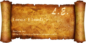 Lencz Elemér névjegykártya