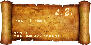 Lencz Elemér névjegykártya